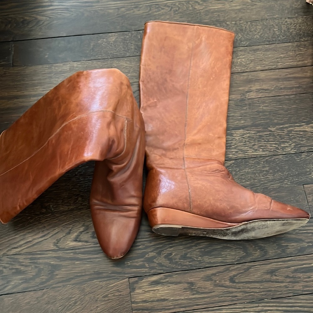 LOEFFLER RANDALL Leather wedge Riding Boots